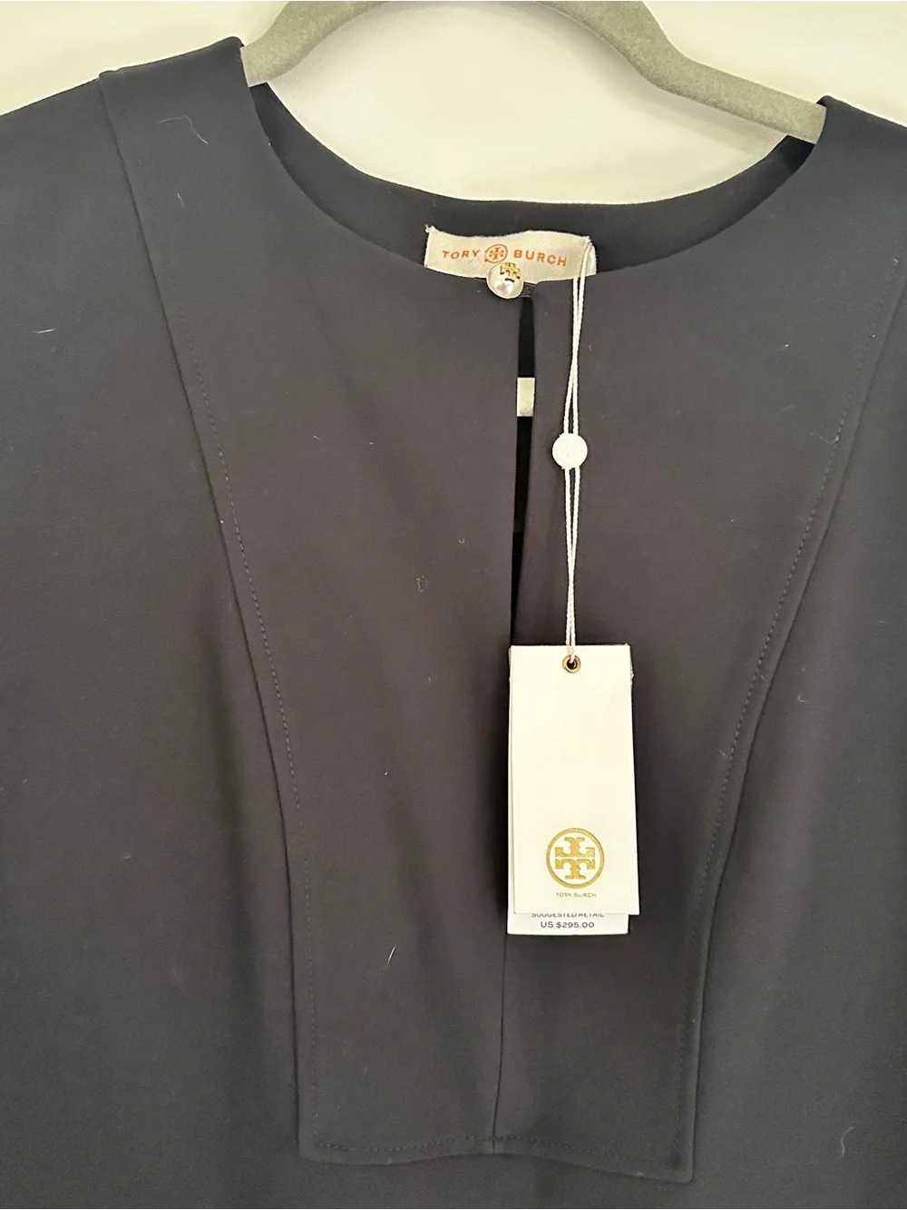 NWT Tory Burch Rory Classic Black Long-Sleeve Keyhole Mini Dress M